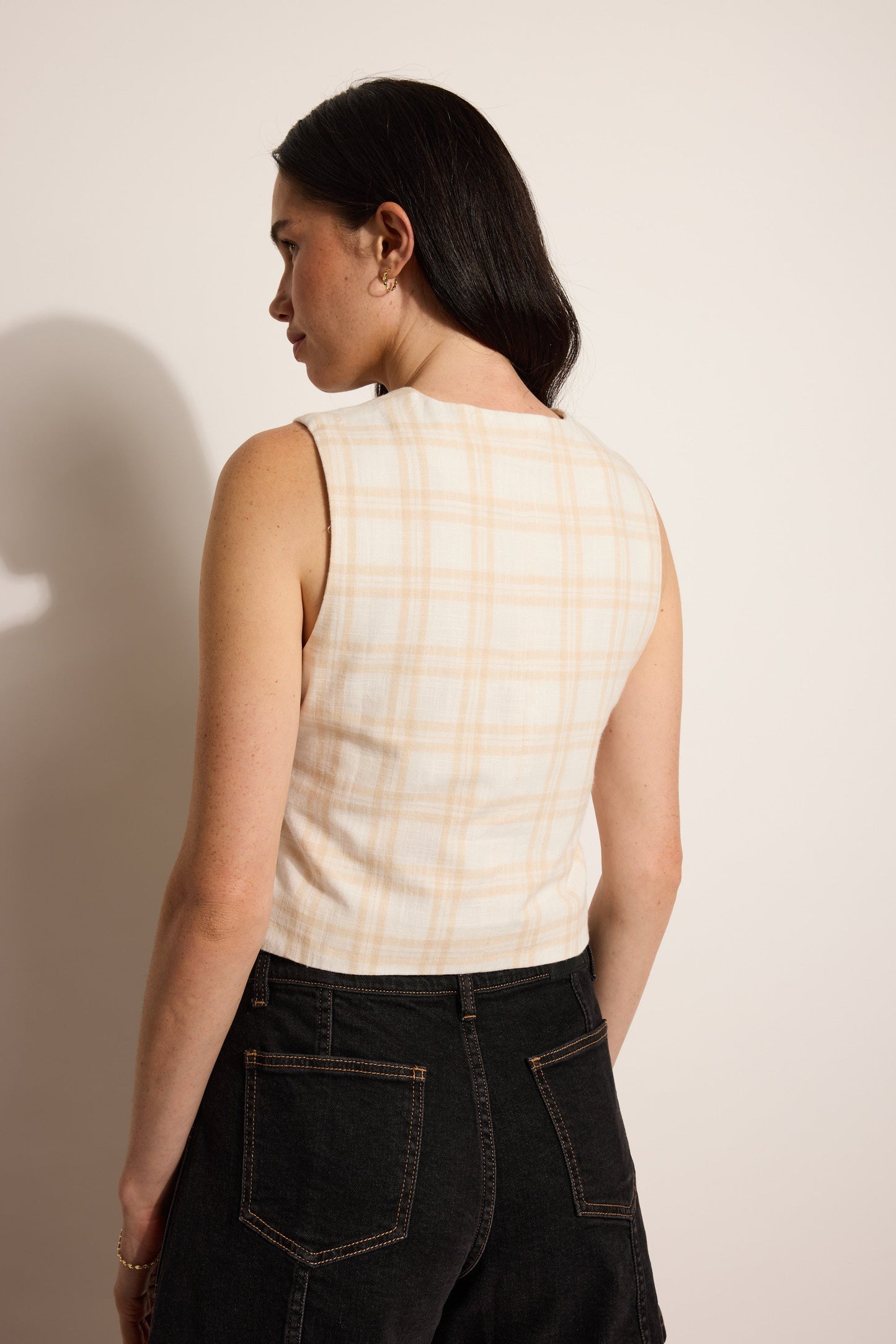 Coral Button Front Top