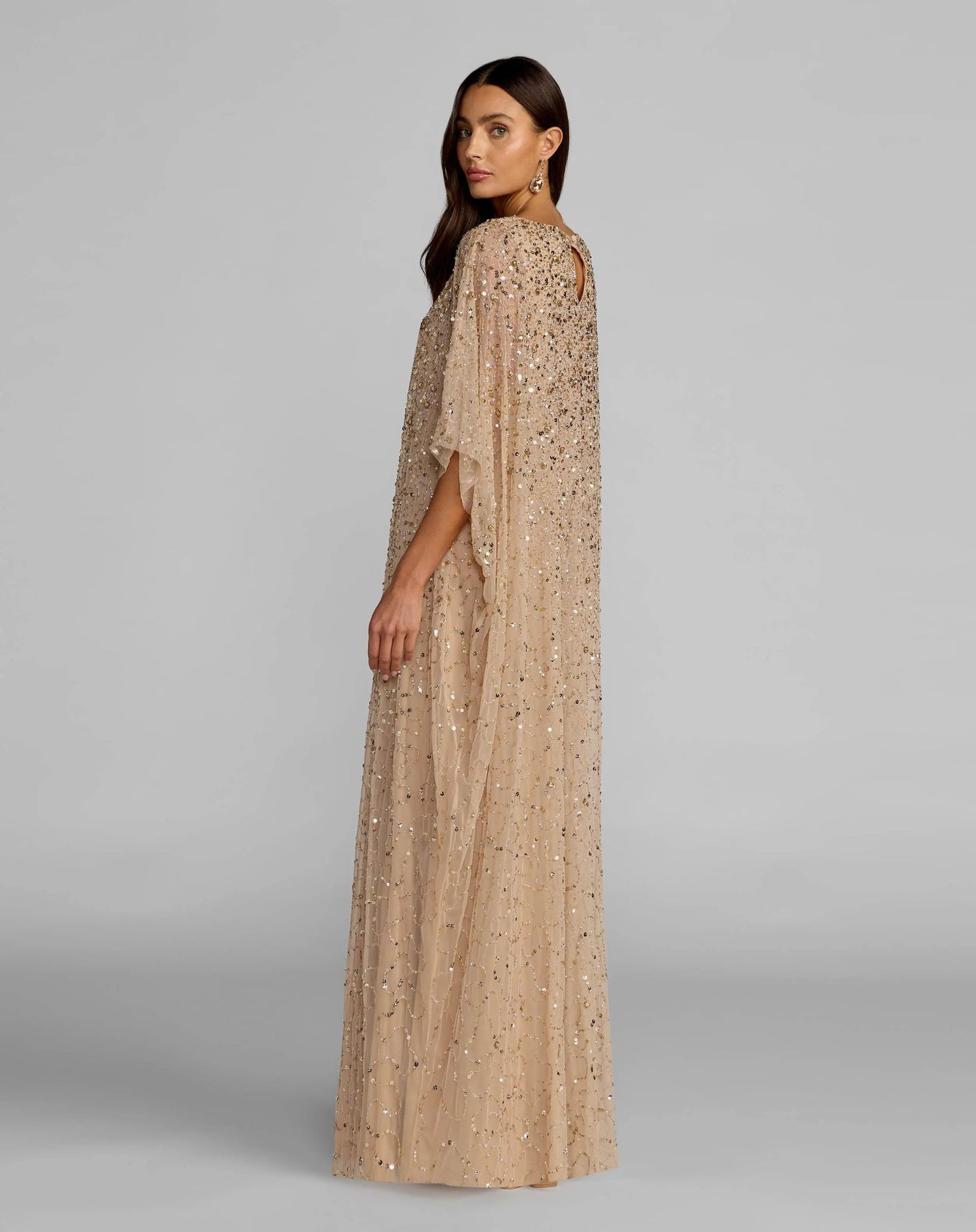 Gold Sequin Embellished Kaftan Gown