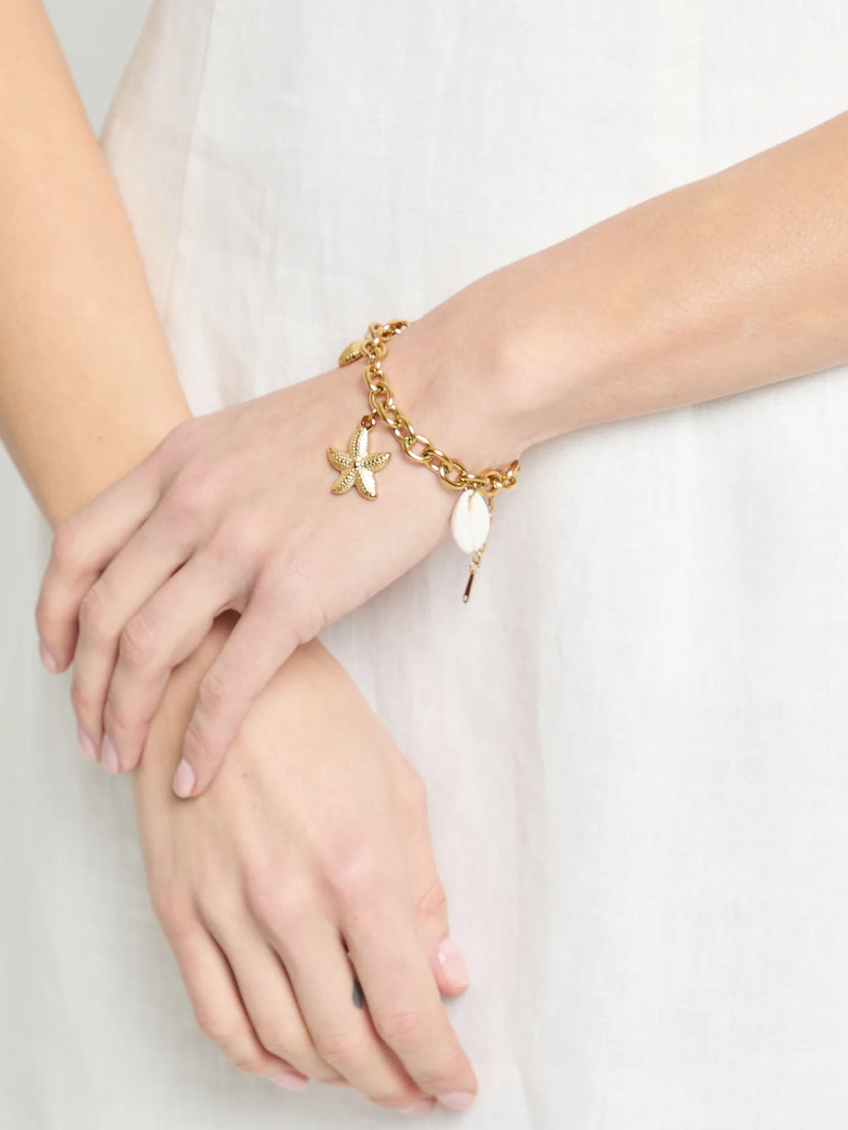 Starfish Shell Charm Chain Bracelet