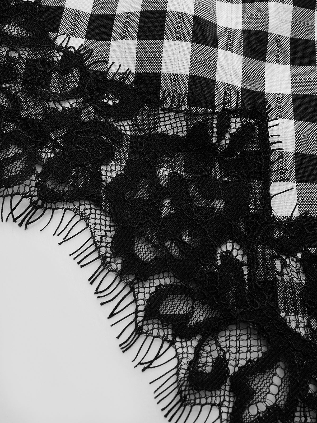 Gingham Cotton Lace Trim Cami Top & Pants Set