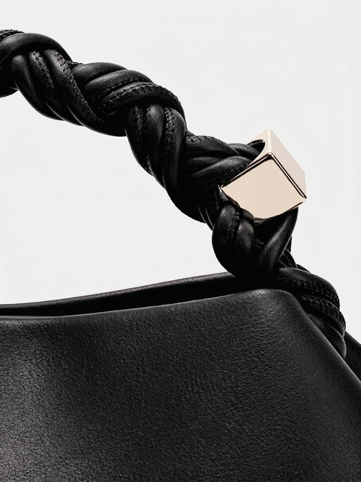 Braided Handle Soft Faux Leather Handbag
