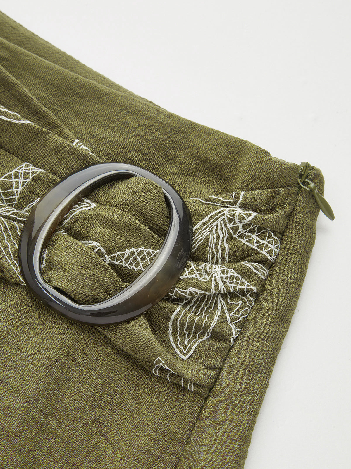 Cotton Linen Leaf Embroidered Shirt & Shorts Set