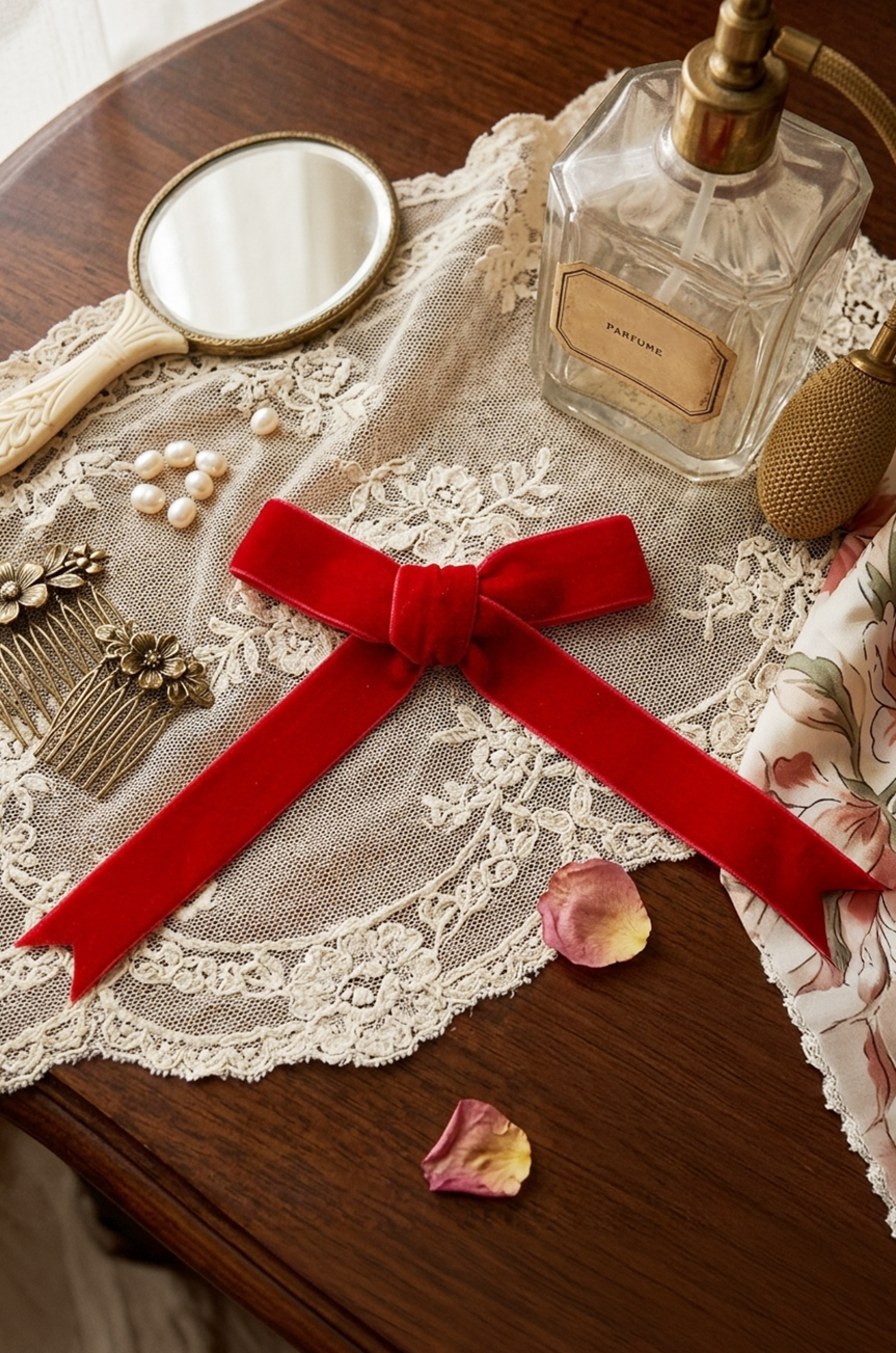 D'Amour Follies Hair Bow (Cherry Red)