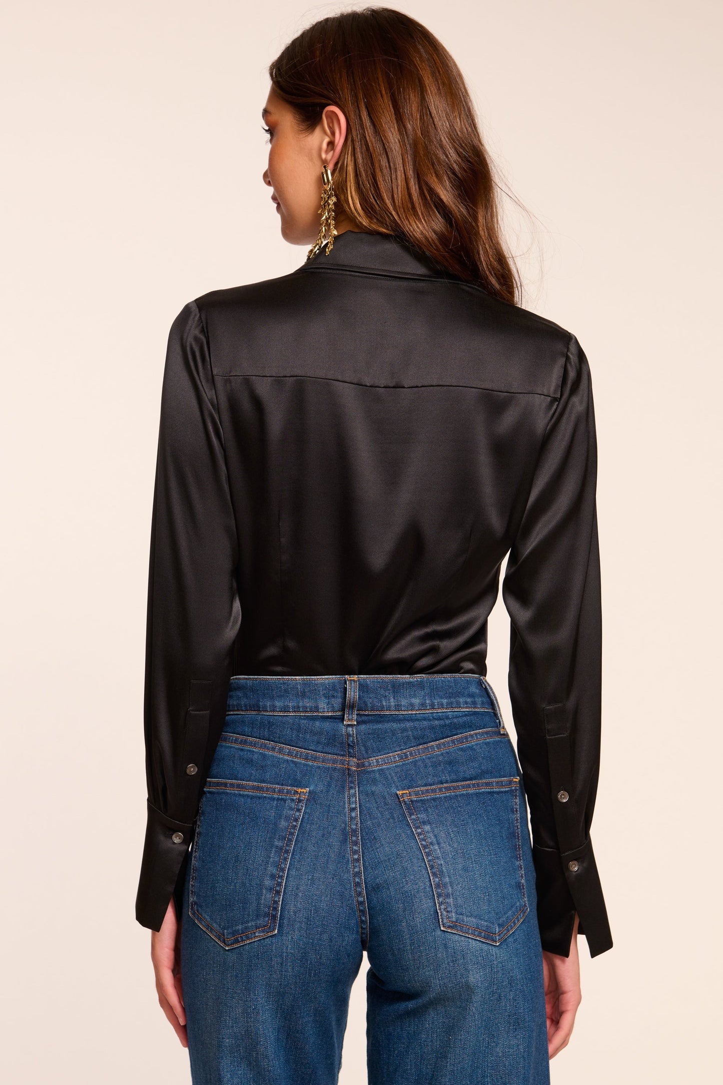 Victoria Silk Button Down Blouse | BLACK