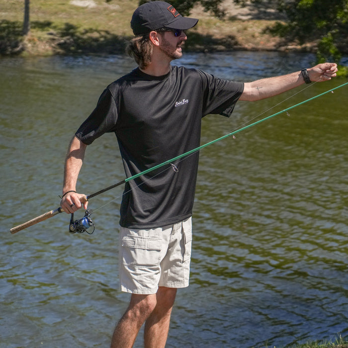 Hook M' Men's Freshwater Short Sleeve Performance Shirt - Panfish Slam Black
