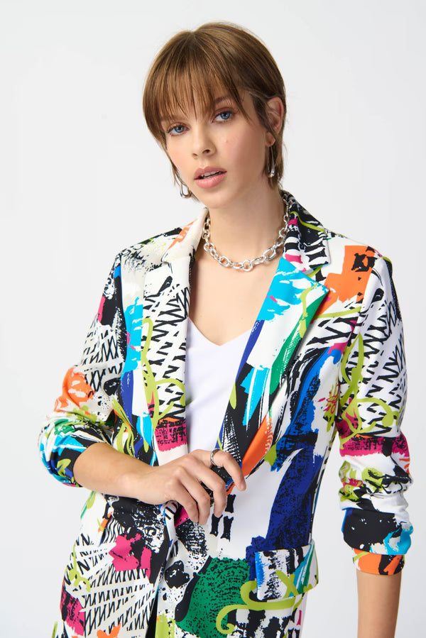 Joseph Ribkoff - Abstract Text-Print Single-Breasted Jacket