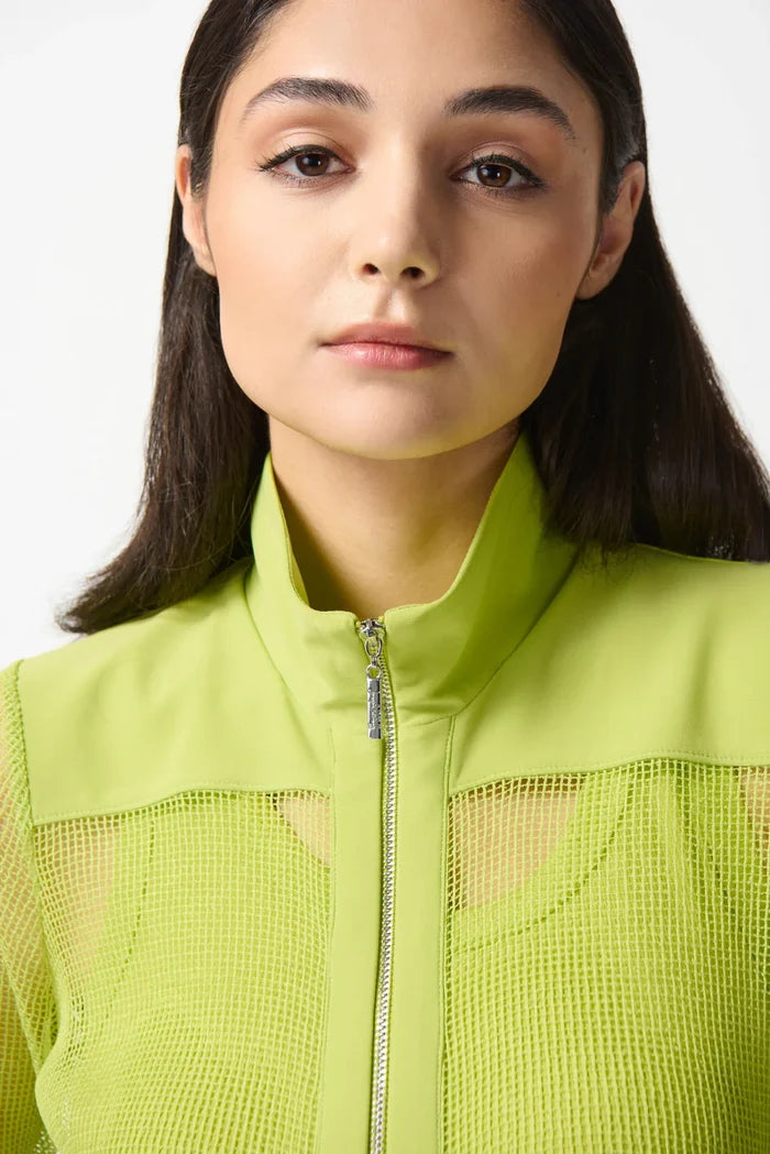Joseph Ribkoff - Mesh & Silky Knit Jacket - Key Lime