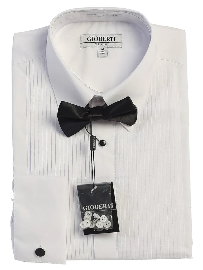 MEN'S WHITE FORMAL TUXEDO SHIRT WITH BOW TIE