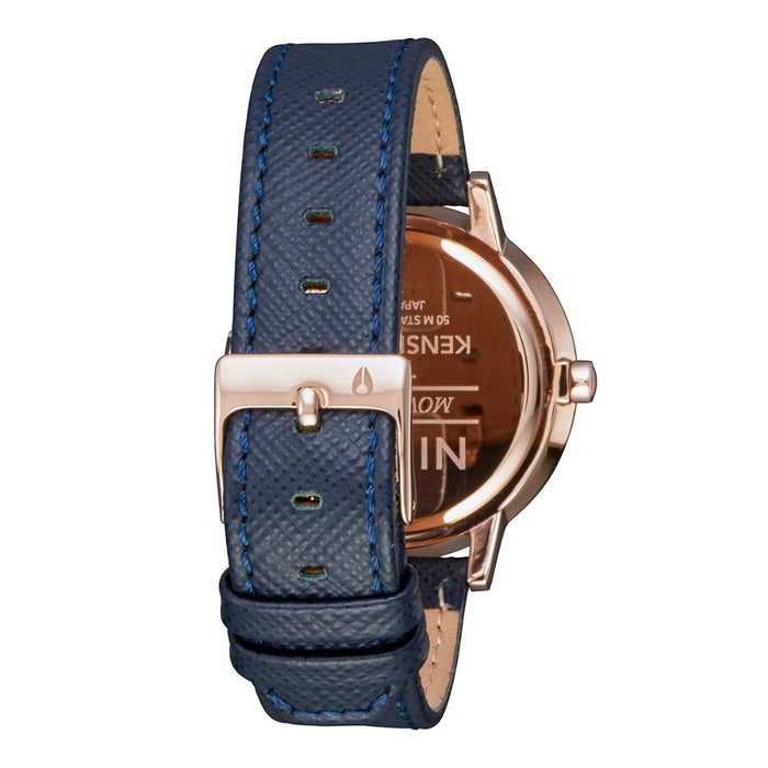 Reloj Kensington Leather Navy Rose Gold