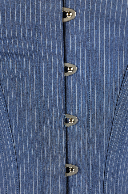Read All About It Corset (Pinstripe Blue)