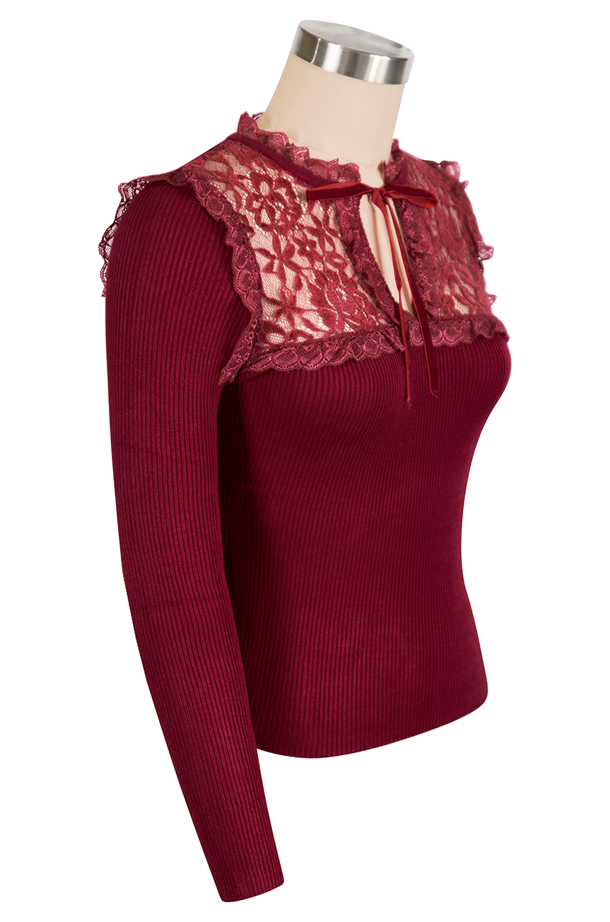 Anastasia Knit Top (Burgundy)
