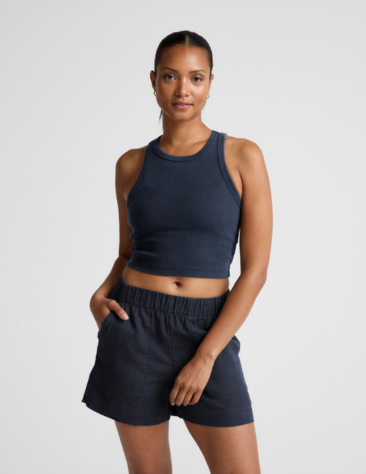 On Repeat Rib High Neck Cropped Tank