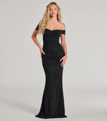 Ines Glitter Lurex Off-The-Shoulder Mermaid Dress