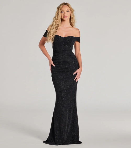 Ines Glitter Lurex Off-The-Shoulder Mermaid Dress