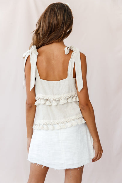 Zambia Raw Edge Wrap Skirt White