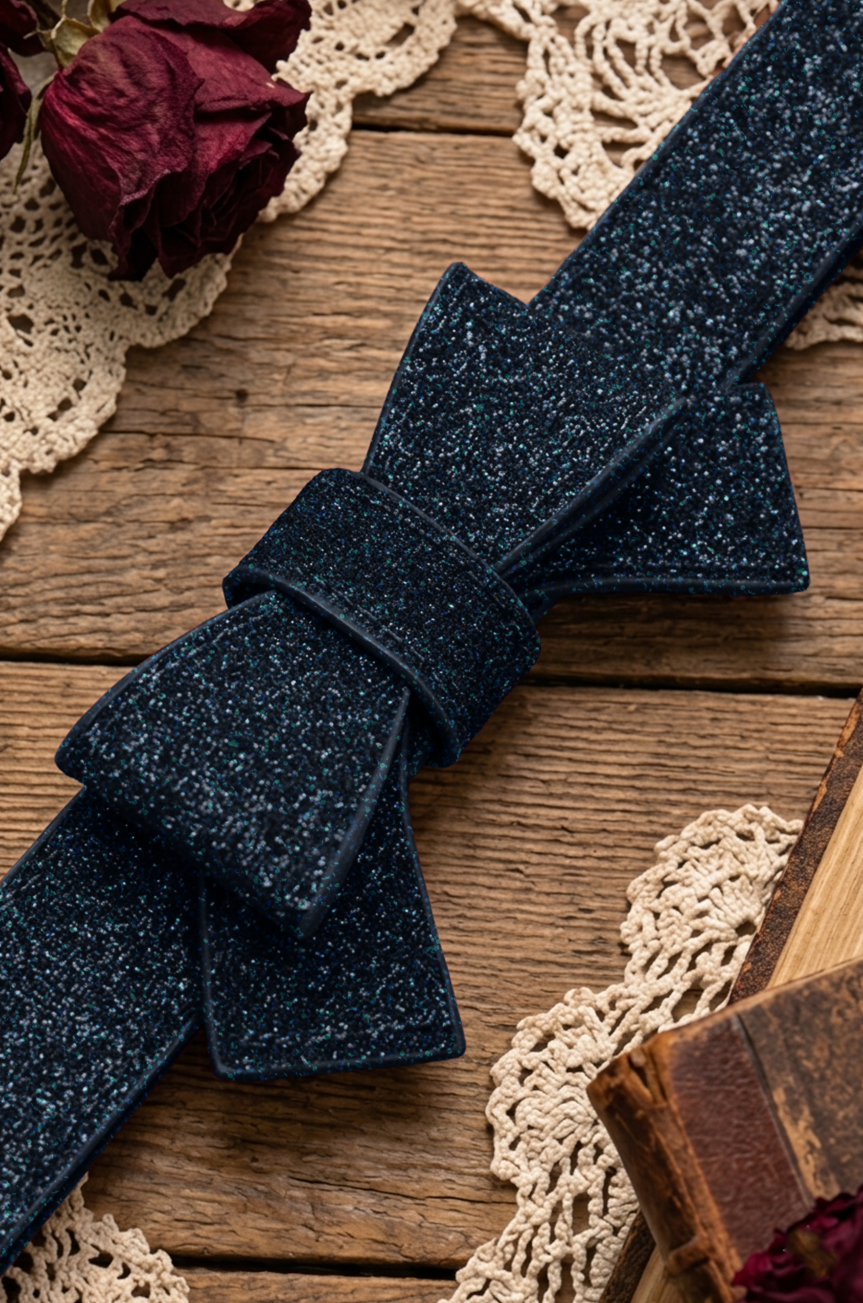 Pretty Kitty Follies Sparkle Bow Belt (Navy)