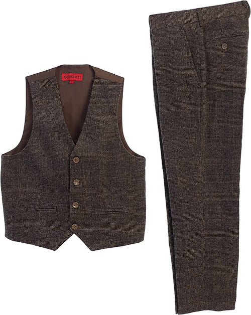 2 Piece Tweed Plaid Vest and Pants Set