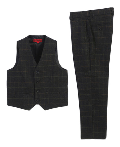2 Piece Tweed Plaid Vest and Pants Set
