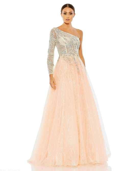 Embroidered One Shoulder Bodice Ballgown - FINAL SALE