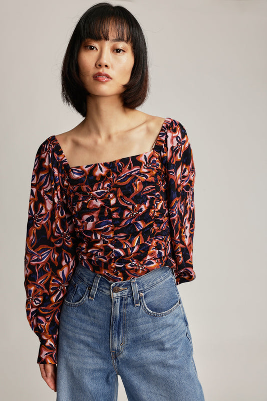 Violet Cropped Gather Detail Top