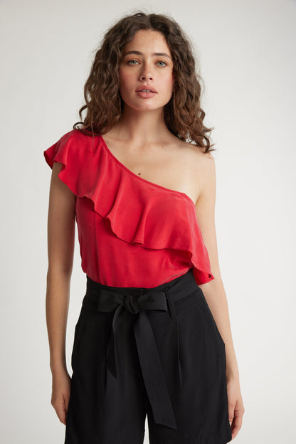 Molly Asymmetric Ruffle Top