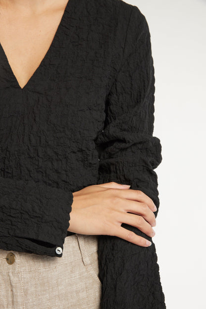 The Textured V Neck Top
