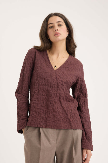 The Textured V Neck Top