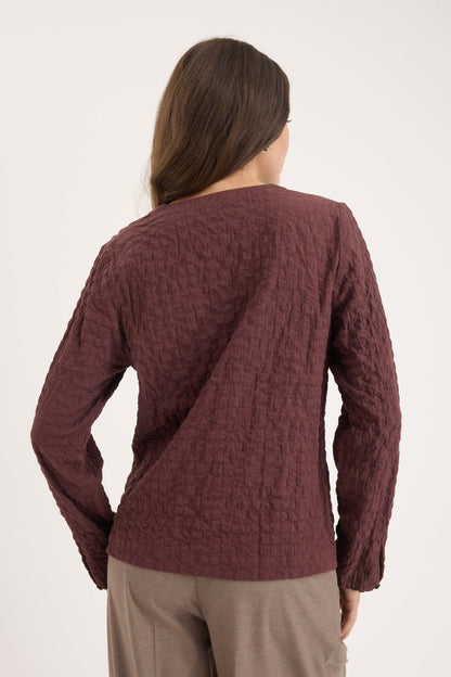 The Textured V Neck Top