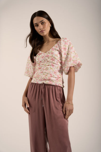 Petal Puff Detail Blouse