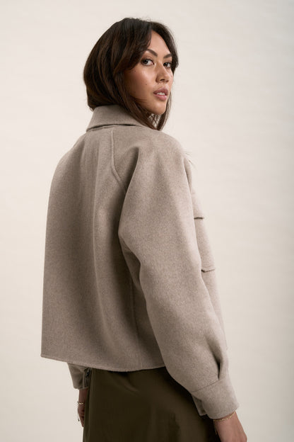 The Zip Front Wool Blend Cropped Coat
