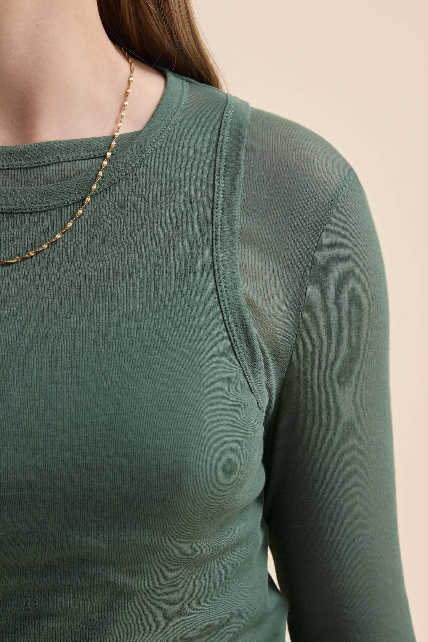 Olive Sheer Layering Tee Set