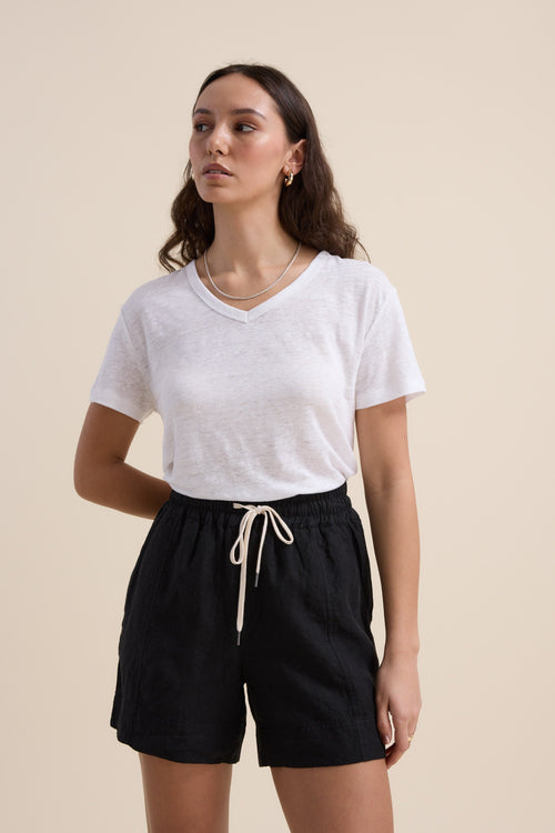 Elementary Linen V Neck Tee