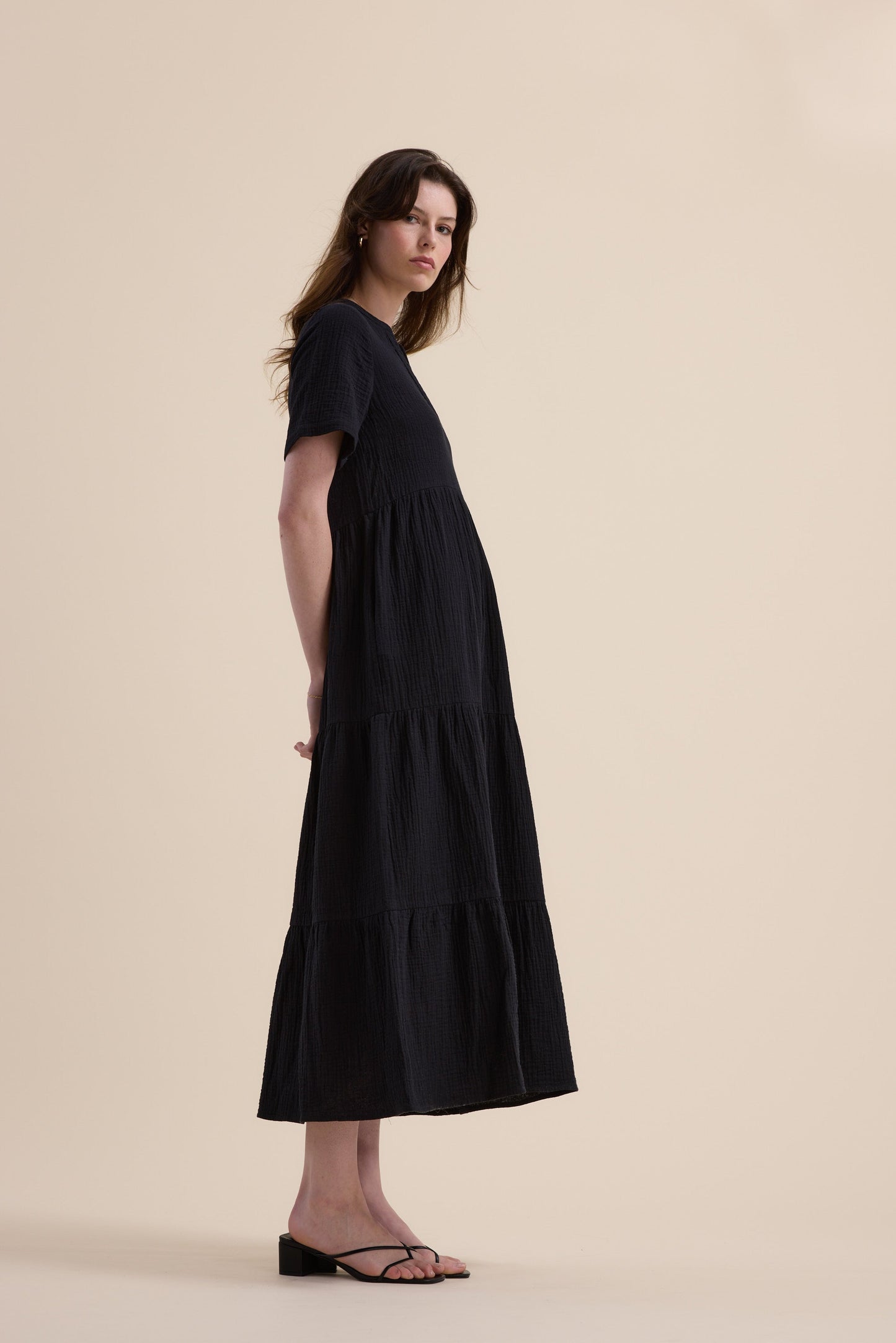 Elementary Textured Tiered Dress