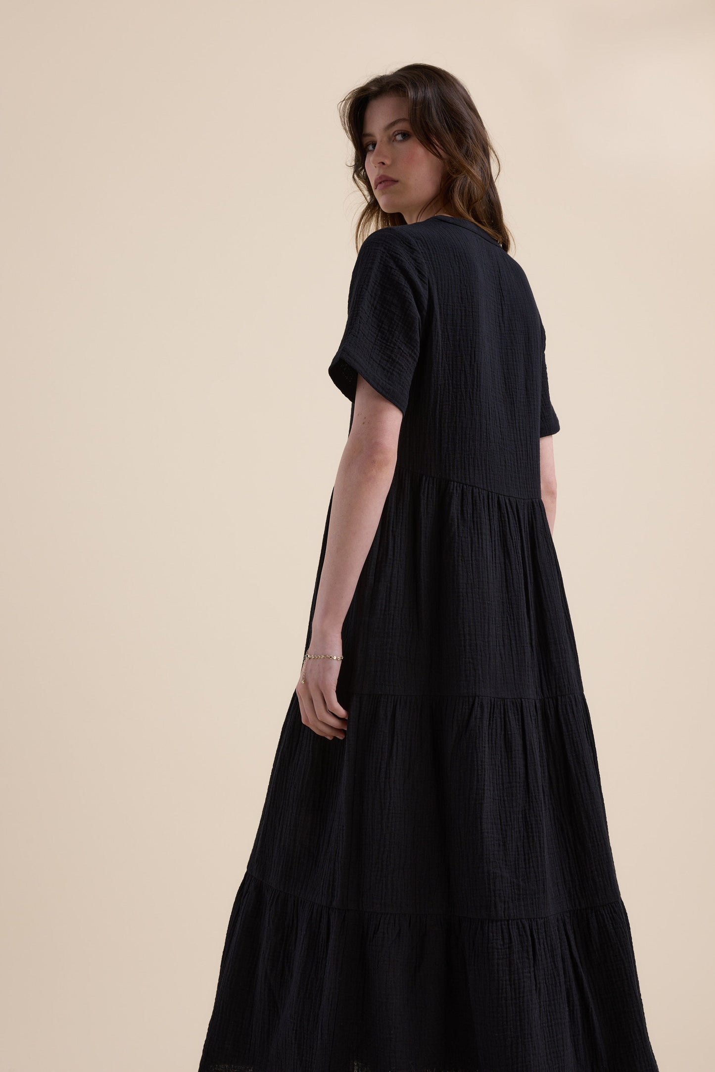 Elementary Textured Tiered Dress