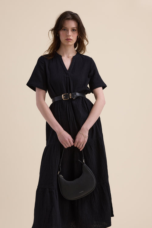 Elementary Textured Tiered Dress