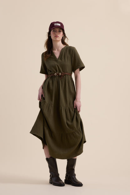 Elementary Textured Tiered Dress