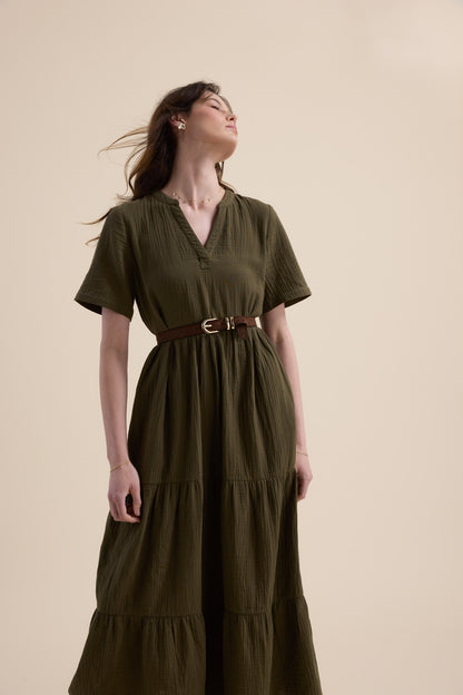 Elementary Textured Tiered Dress