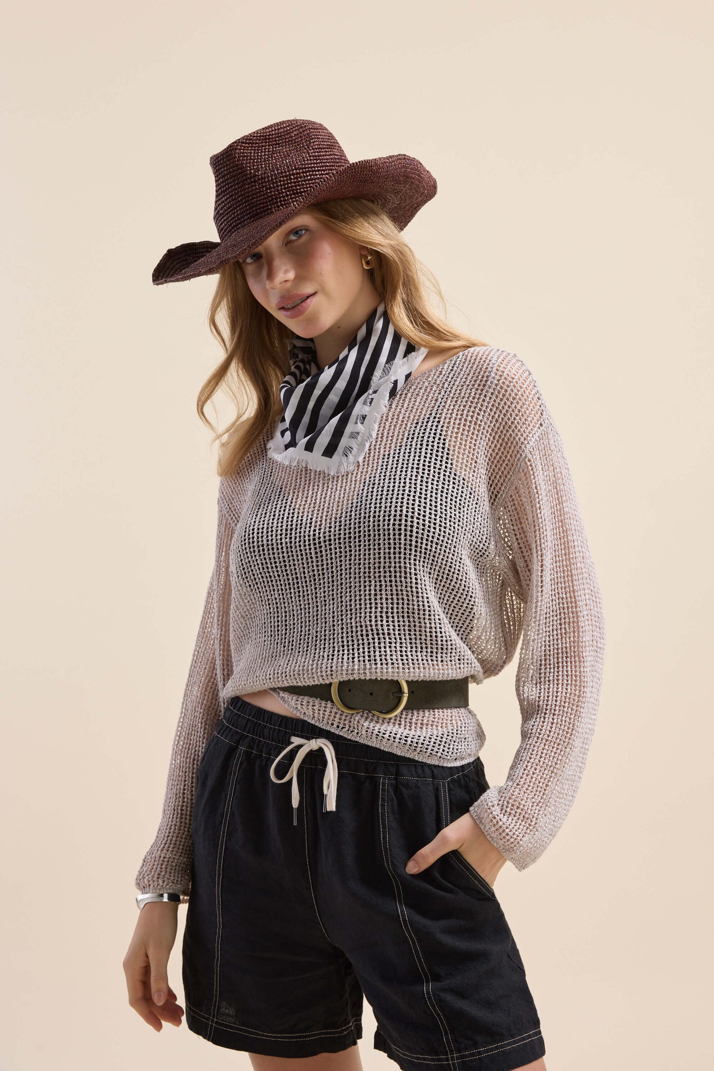 Elementary Linen Mesh Knit Sweater