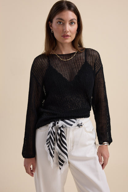 Elementary Linen Mesh Knit Sweater
