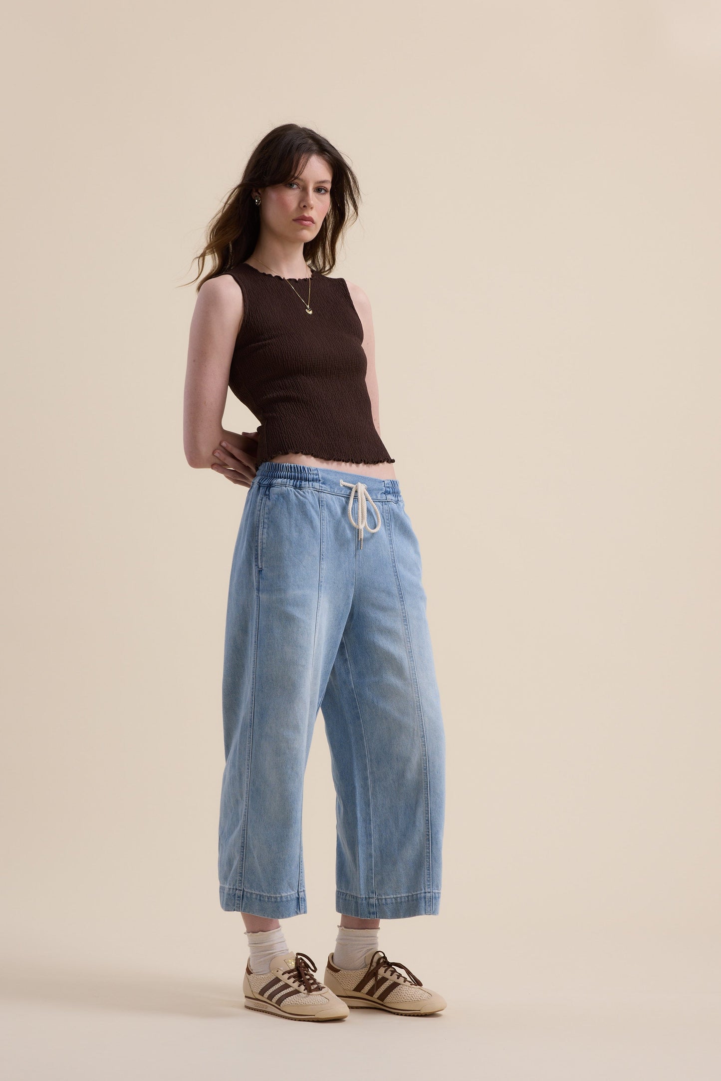 Elementary Drawstring Crop Jeans