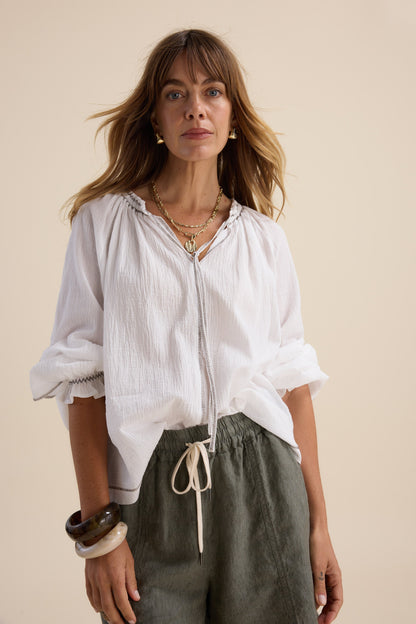 Elementary Blouson Trim Blouse