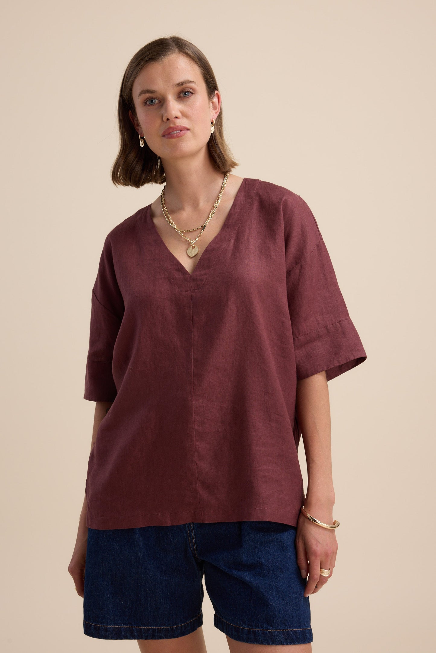 Elementary Oversized V Neck Top