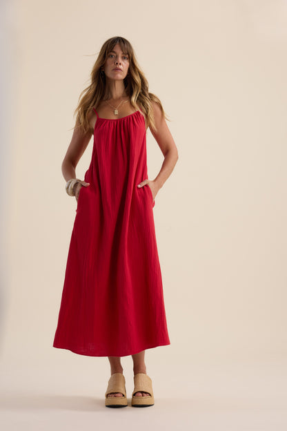 Elementary Textured Strappy Maxi Dress