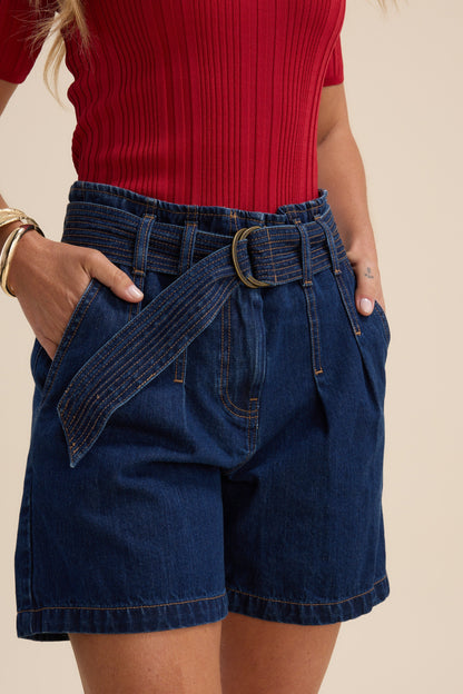 Anya Belted Denim Short