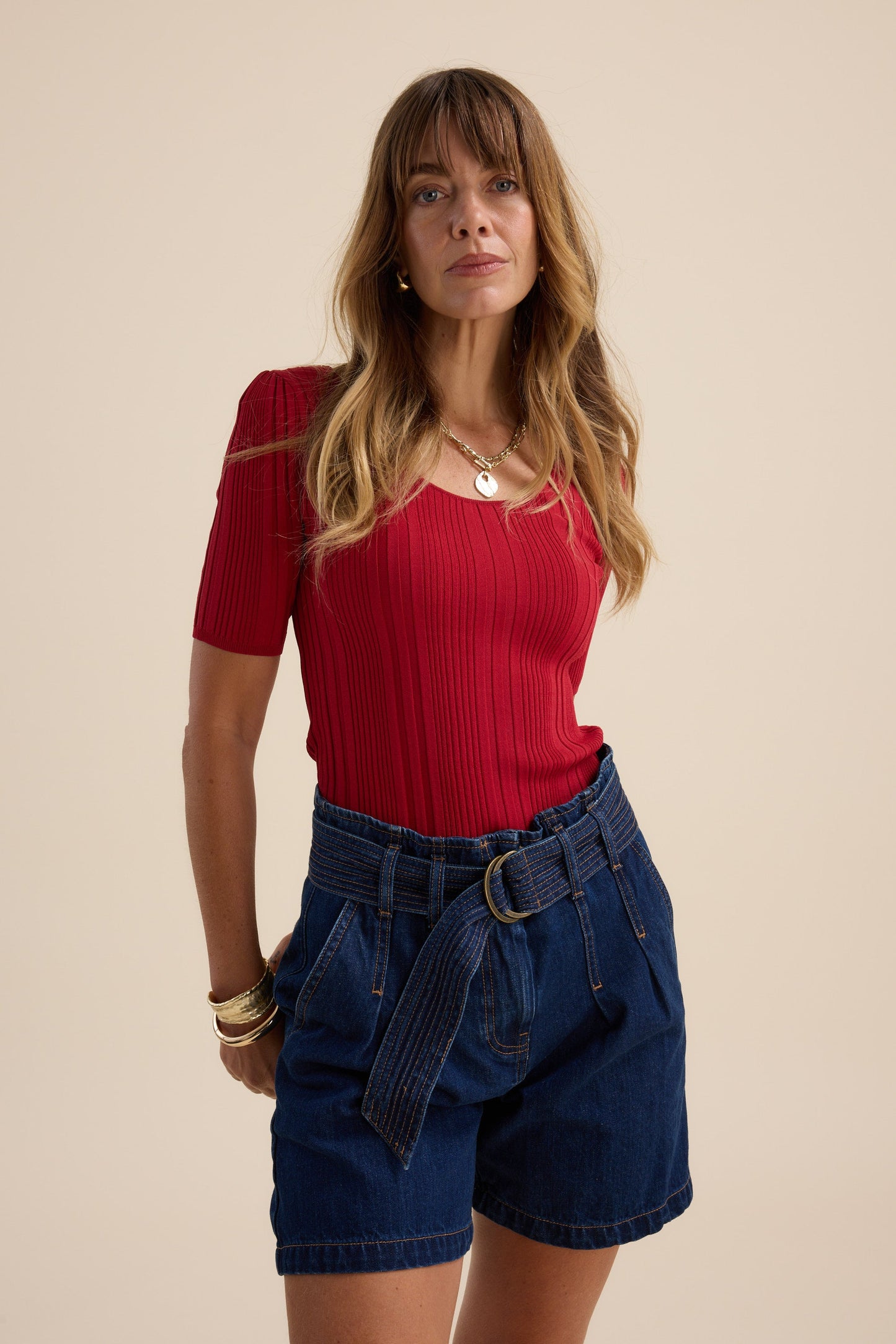 Anya Belted Denim Short