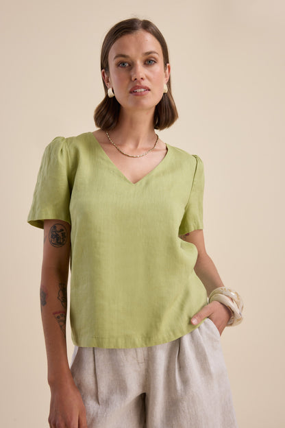 The Linen Studio V Neck Top