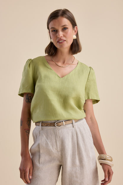 The Linen Studio V Neck Top