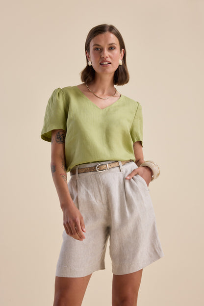 The Linen Studio V Neck Top