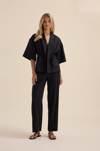 The Linen Studio Gather Waist Jacket