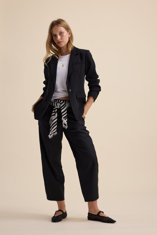 The Wool Blend Barrel Leg Pants